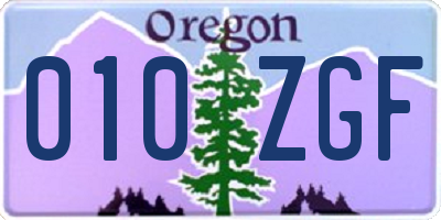 OR license plate 010ZGF