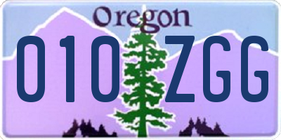 OR license plate 010ZGG