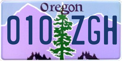 OR license plate 010ZGH