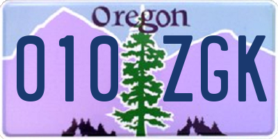OR license plate 010ZGK