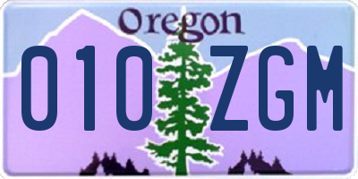 OR license plate 010ZGM