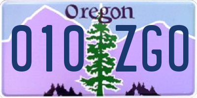 OR license plate 010ZGO