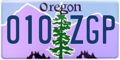 OR license plate 010ZGP