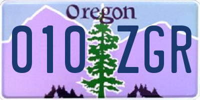 OR license plate 010ZGR