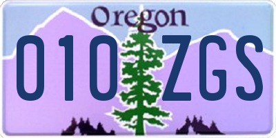 OR license plate 010ZGS