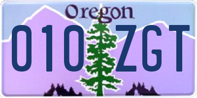 OR license plate 010ZGT