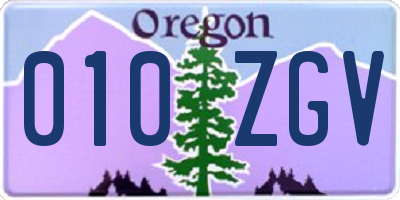 OR license plate 010ZGV