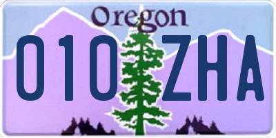 OR license plate 010ZHA