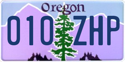 OR license plate 010ZHP