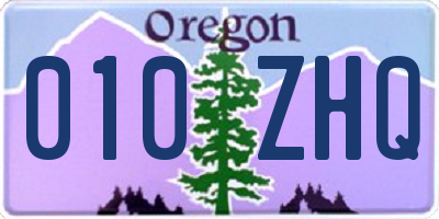 OR license plate 010ZHQ