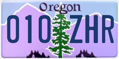 OR license plate 010ZHR