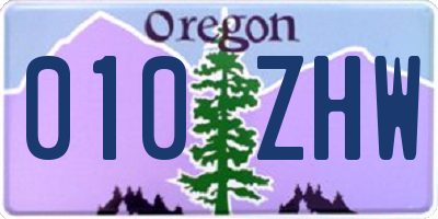 OR license plate 010ZHW