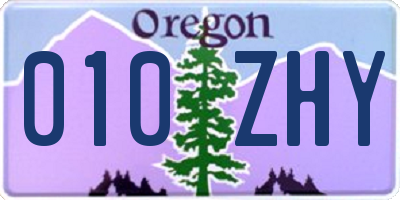 OR license plate 010ZHY