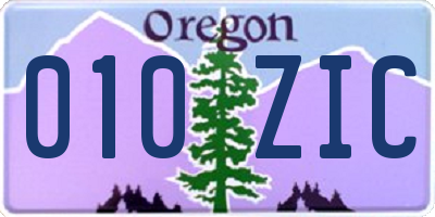 OR license plate 010ZIC