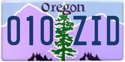 OR license plate 010ZID
