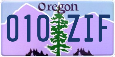 OR license plate 010ZIF