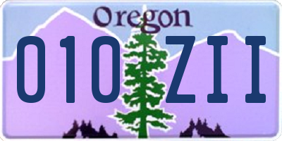OR license plate 010ZII