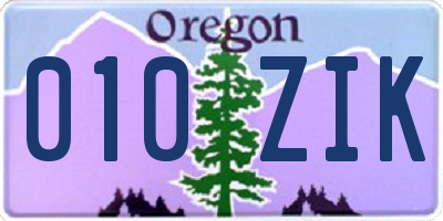 OR license plate 010ZIK