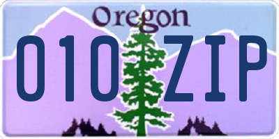 OR license plate 010ZIP