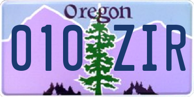 OR license plate 010ZIR