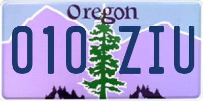 OR license plate 010ZIU