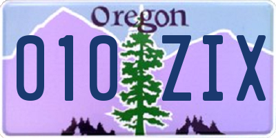 OR license plate 010ZIX