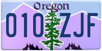 OR license plate 010ZJF