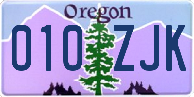OR license plate 010ZJK