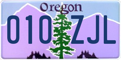 OR license plate 010ZJL