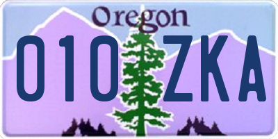 OR license plate 010ZKA