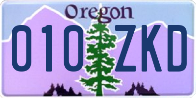 OR license plate 010ZKD