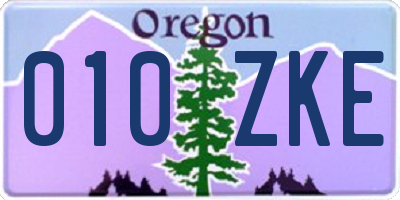 OR license plate 010ZKE