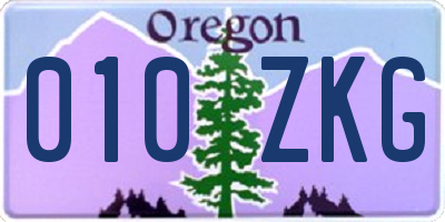 OR license plate 010ZKG