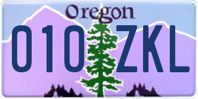 OR license plate 010ZKL