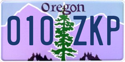 OR license plate 010ZKP