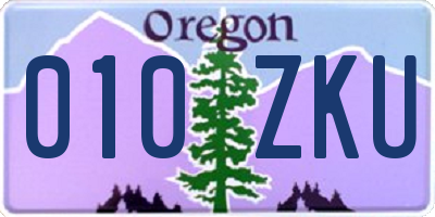 OR license plate 010ZKU