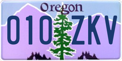 OR license plate 010ZKV