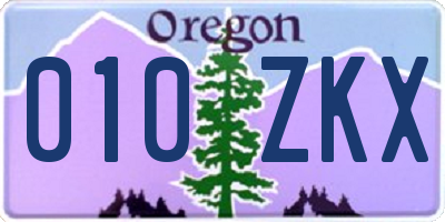 OR license plate 010ZKX