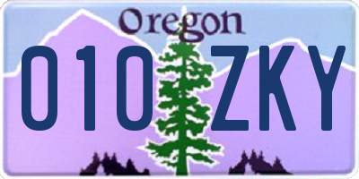 OR license plate 010ZKY