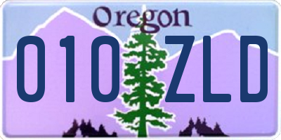 OR license plate 010ZLD