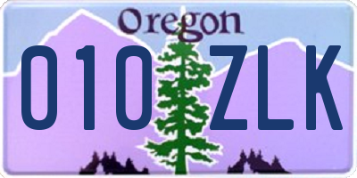 OR license plate 010ZLK