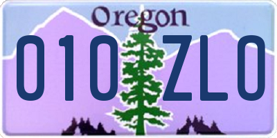 OR license plate 010ZLO