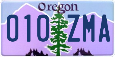 OR license plate 010ZMA