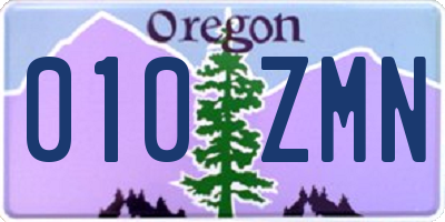 OR license plate 010ZMN