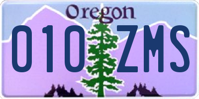OR license plate 010ZMS