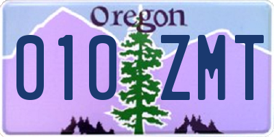 OR license plate 010ZMT