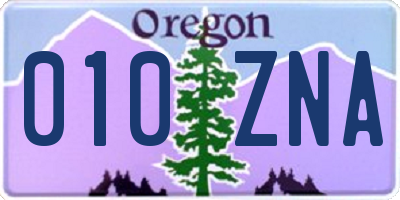 OR license plate 010ZNA