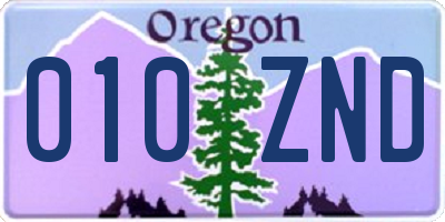 OR license plate 010ZND