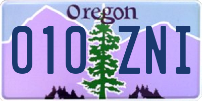 OR license plate 010ZNI