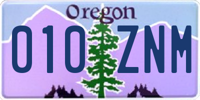 OR license plate 010ZNM